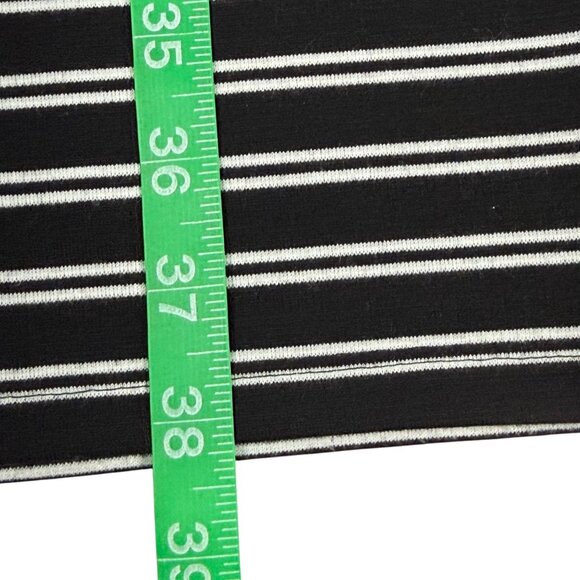 Size 6 Chaps Black White Stripe Ponte Knit Sheath Dress Flared Bell Sleeve - Picture 10 of 10